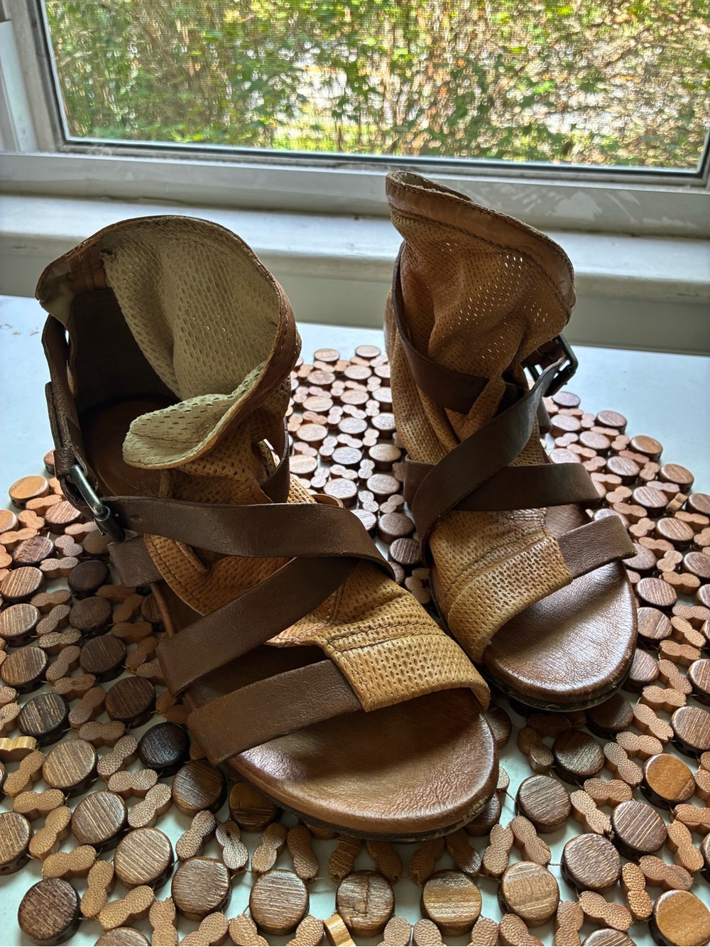 Miz Mooz Women’s Brown Strappy Leather Sandals